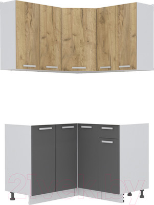 Кухонный гарнитур Интерлиния Мила Лайт 1.2x1.2 без столешницы (дуб золотой/антрацит)