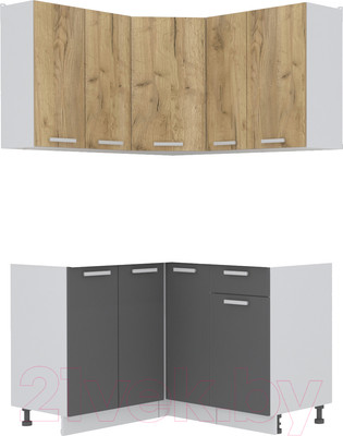 Кухонный гарнитур Интерлиния Мила Лайт 1.2x1.3 без столешницы (дуб золотой/антрацит)