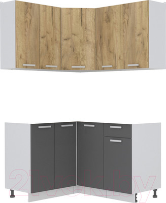 Кухонный гарнитур Интерлиния Мила Лайт 1.2x1.4 без столешницы (дуб золотой/антрацит)