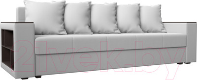 Диван Лига Диванов Дубай лайт полки слева / 114334L (экокожа белый)