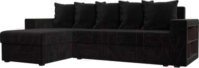 Диван угловой Лига Диванов Дубай лайт левый (велюр черный)
