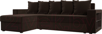Диван угловой Лига Диванов Дубай лайт левый (микровельвет коричневый)