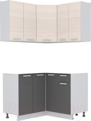 Кухонный гарнитур Интерлиния Мила Лайт 1.2x1.2 без столешницы (вудлайн кремовый/антрацит)