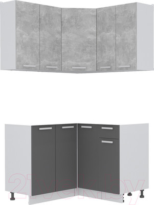 Кухонный гарнитур Интерлиния Мила Лайт 1.2x1.2 без столешницы (бетон/антрацит)