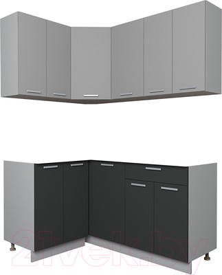Кухонный гарнитур Интерлиния Мила Лайт 1.2x1.6 без столешницы (серебристый/антрацит)