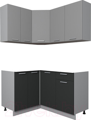 Кухонный гарнитур Интерлиния Мила Лайт 1.2x1.4 без столешницы (серебристый/антрацит)