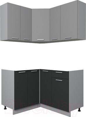 Кухонный гарнитур Интерлиния Мила Лайт 1.2x1.3 без столешницы (серебристый/антрацит)