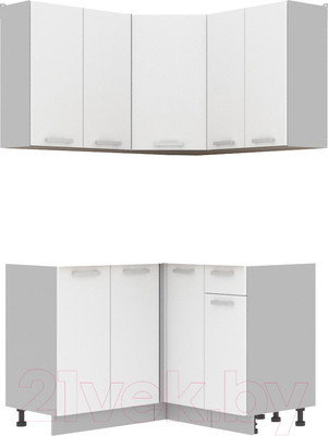 Кухонный гарнитур Интерлиния Мила Лайт 1.2x1.2 без столешницы (белый платинум)