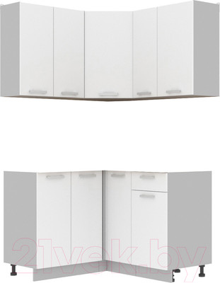 Кухонный гарнитур Интерлиния Мила Лайт 1.2x1.3 без столешницы (белый платинум)