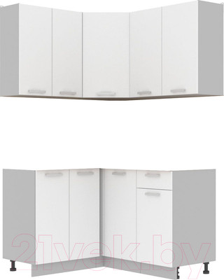 Кухонный гарнитур Интерлиния Мила Лайт 1.2x1.4 без столешницы (белый платинум)