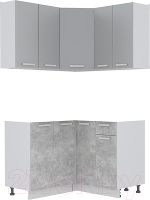 Кухонный гарнитур Интерлиния Мила Лайт 1.2x1.2 без столешницы (серебристый/бетон)