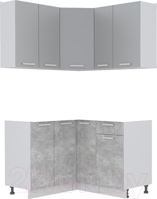 Кухонный гарнитур Интерлиния Мила Лайт 1.2x1.3 без столешницы (серебристый/бетон)