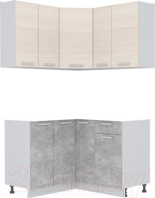 Кухонный гарнитур Интерлиния Мила Лайт 1.2x1.3 без столешницы (вудлайн кремовый/бетон)