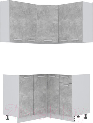 Кухонный гарнитур Интерлиния Мила Лайт 1.2x1.2 без столешницы (бетон)