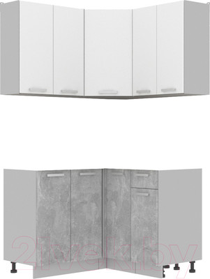 Кухонный гарнитур Интерлиния Мила Лайт 1.2x1.2 без столешницы (белый платинум/бетон)