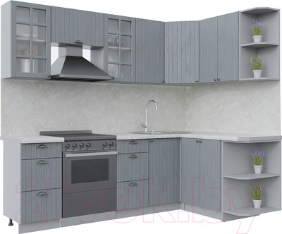 Кухонный гарнитур Интерлиния Берес 1.5x2.4 правая (дуб серый/опал светлый)