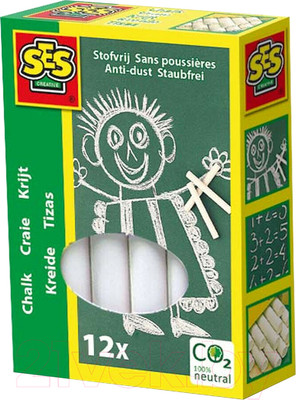 Набор мела канцелярского SES Creative 00200 (12шт, белый)