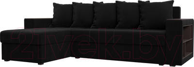 Диван угловой Лига Диванов Дубай лайт левый (микровельвет черный)