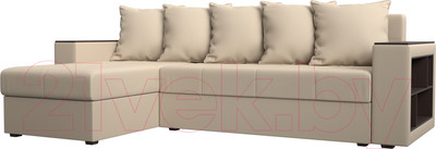 Диван угловой Лига Диванов Дубай лайт левый (экокожа бежевый)