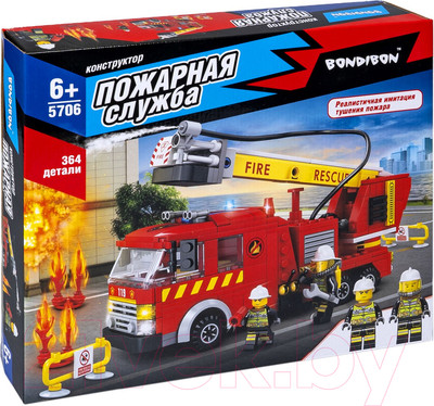 Конструктор Bondibon Пожарная Служба. Пожарная машина / ВВ5706 (364эл)