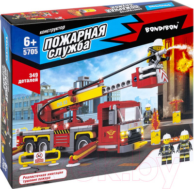 Конструктор Bondibon Пожарная Служба Пожарная машина / ВВ5705 (349эл)