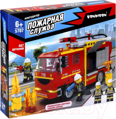 Конструктор Bondibon Пожарная Служба Пожарная машина / ВВ5707 (487эл)