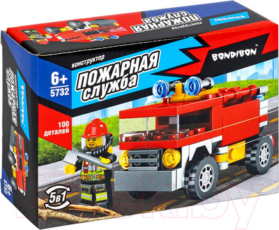 Конструктор Bondibon Пожарная Служба. Пожарная машина / ВВ5732 (100эл)