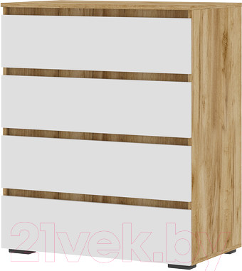 Комод Стендмебель Хелен КМ 02 802 4 ящика (белый/дуб крафт золотой)