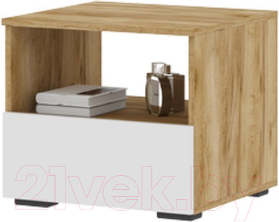 Прикроватная тумба Стендмебель Хелен ТБ 01 (белый/дуб крафт золотой)