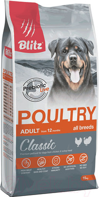 Сухой корм для собак Blitz Pets Classic Adult Dog Poultry / 4159 (15кг)