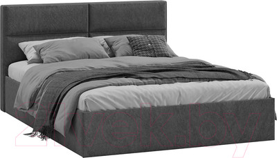 Двуспальная кровать ТриЯ Глосс универсальный тип 1 160x200 (микровелюр Wellmart Graphite)