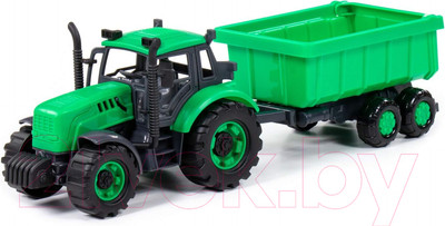 Трактор игрушечный Полесье С прицепом / 94186 (зеленый)