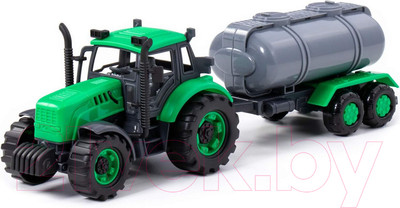 Трактор игрушечный Полесье С прицепом-цистерной инерционный / 94636 (зеленый)