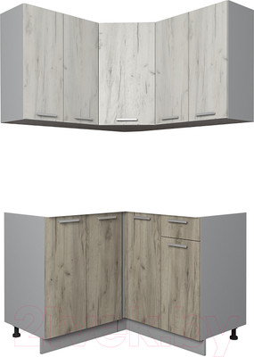 Кухонный гарнитур Интерлиния Мила Лайт 1.2x1.2 без столешницы (дуб белый/дуб серый)