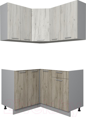 Кухонный гарнитур Интерлиния Мила Лайт 1.2x1.3 без столешницы (дуб белый/дуб серый)