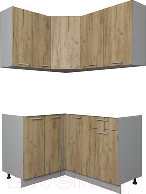 Кухонный гарнитур Интерлиния Мила Лайт 1.2x1.4 без столешницы (дуб золотой)