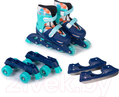 Ролики-коньки Babyhit Twin Seasons (S, бирюзовый/синий)