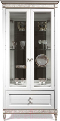 Шкаф с витриной Гомельдрев Бристоль ГМ 6402 (белый дуб/патина)