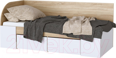 Кровать-тахта Памир Беатрис КР900 (белый глянец/дуб сонома)