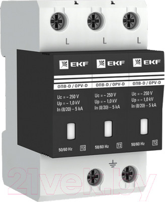 Ограничитель перенапряжения EKF ОПВ-D/3P / opv-d3