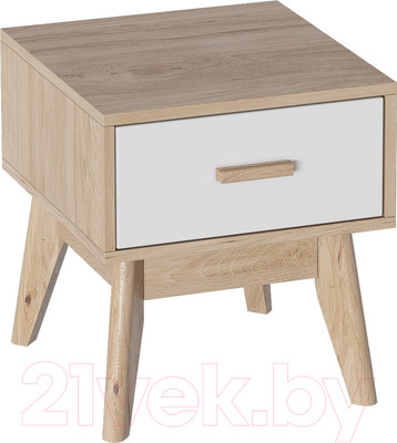 Прикроватная тумба Мебельград Калгари 41x40x45 (дуб натуральный светлый/белый матовый)