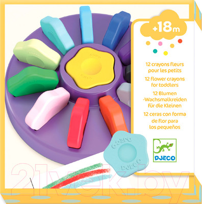 Восковые мелки Djeco В форме цветка для малышей / 09005 (12шт)