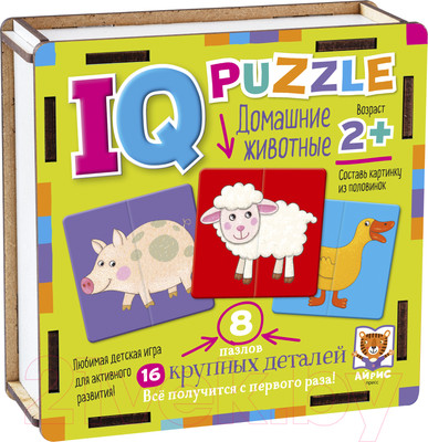 Развивающая игра Айрис-пресс IQ пазл деревянный. Домашние животные 2+ / 9785811282289