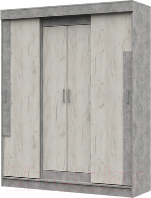 Шкаф-купе Стендмебель Гамма ШК 01 (дуб крафт белый/ателье светлый)