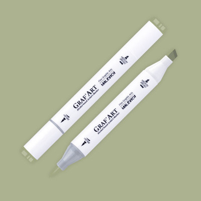 Маркер перманентный Малевичъ GrafArt Brush 190086 (серый зеленый 2)
