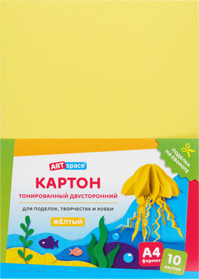 Набор цветного картона ArtSpace КТ1А4_37992 (10л, желтый)