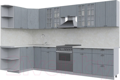 Кухонный гарнитур Интерлиния Берес 1.5x3.3 левая (дуб серый/опал светлый)