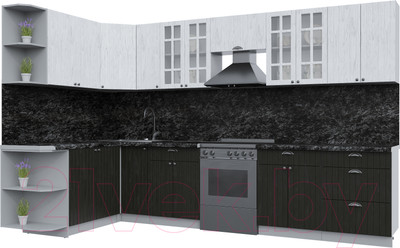 Кухонный гарнитур Интерлиния Берес 1.7x3.3 левая (дуб английский/дуб полярный/кастилло темный)