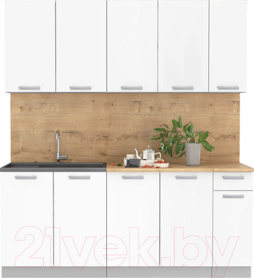 Кухонный гарнитур Интерлиния Мила Лайт 1.9 (белый платинум/дуб бунратти)