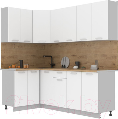 Кухонный гарнитур Интерлиния Мила Лайт 1.2x2.2 (белый платинум/белый платинум/дуб бунратти)